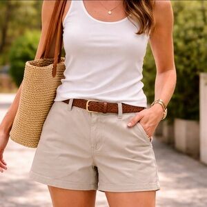 RALPH LAUREN SPORT KHAKI SHORTS WOMENS 12 COTTON FLAT FRONT 3” INSEAM